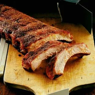 ribs on a cutting board