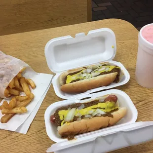 $5.55 - 2 Coneys, Fries, Drink All Day Special