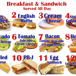 Breakfast and Sandwiches served all day