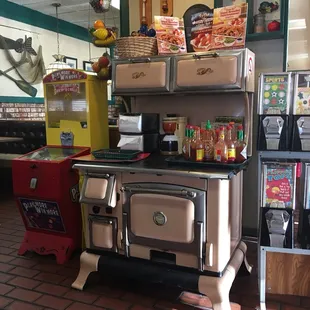 This cute little oven is inside Grandy&apos;s along with a few quarter machines. My daughter loves it.