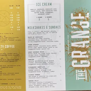 The Grange Menu. Come &amp; join us to get your coffee fix, ice cream fix, or milkshake fix.