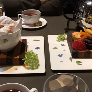 Tea time! We got Madeline's with their fruit board and cake!