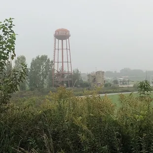 A view of the rock climbing wall and water tower !