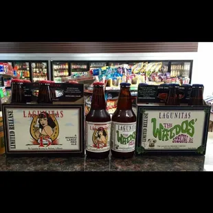 a variety of bottles of beer