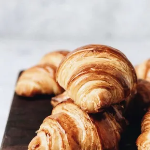 a pile of croissants