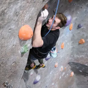 Reaching past the overhang.