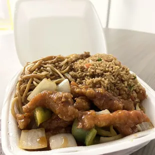 #2 lunch special (generals chicken, chicken, chow mein, pork fried rice)