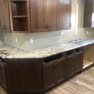Leathered granite purchased at Granite Connections and installed by Granite Connections.