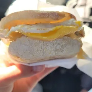Sausage egg and cheese English muffin