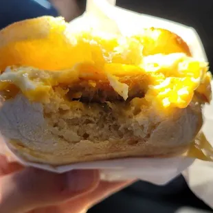 Sausage egg and cheese English muffin