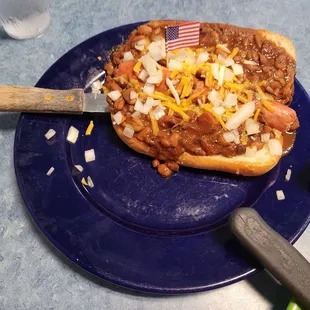 rb&apos;s chili bean dog
