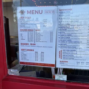 Menu as of March 15, 2023