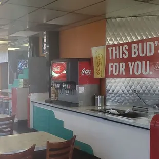 the inside of a restaurant