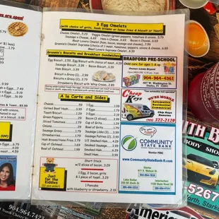 a menu for a restaurant