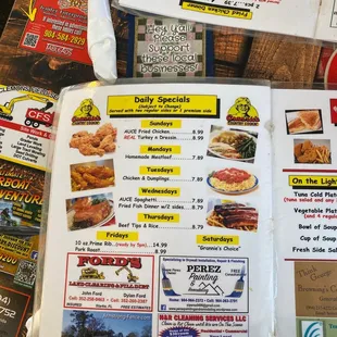 menus and prices