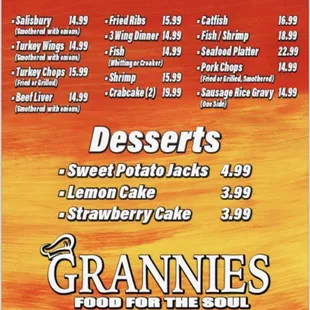 menu for grannies super