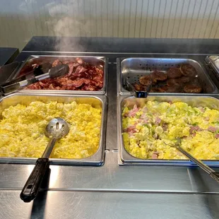 a variety of breakfast foods