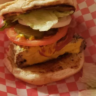 a burger and a drink