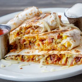 a plate of quesadillas