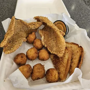 2 piece catfish with hushpuppies