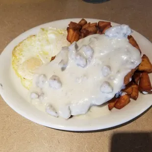 Chicken Fried Steak with homemade sausage gravy