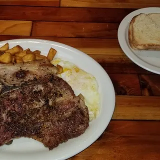 Pork Steak and Eggs Breakfast