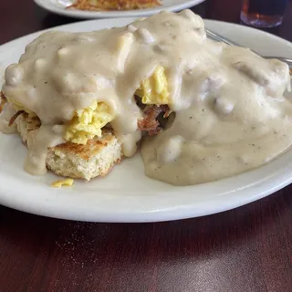 Biscuit and Gravy Deluxe Breakfast