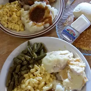 Chicken special &amp; pot roast special.  Homemade banana pudding &amp; brownie with ice cream!