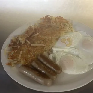 Eggs, links, hash browns