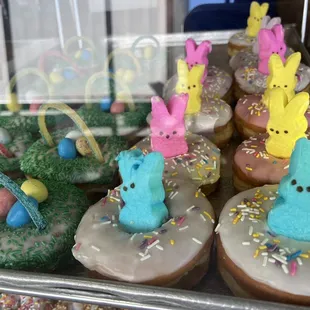 a variety of decorated donuts