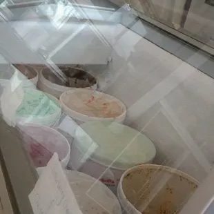 the inside of a display case