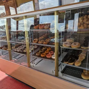 a display case full of donuts