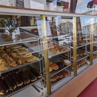 a display case full of donuts