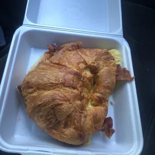 Bacon and egg with cheese. Oh and that's a large to go box not a small one. $6.50 but so worth it.