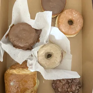 Ham and Cheese Croissant; Apple Fritter; Chocolate &amp; Maple Cronut; Glazed Donut; Custard Filled Chocolate Donut!!