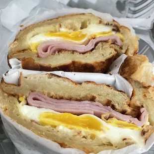 Ham and Cheese Croissant with egg