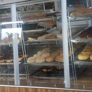 a display case full of donuts