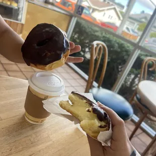 chocolate glaze, chocolate custard filled, small coffee