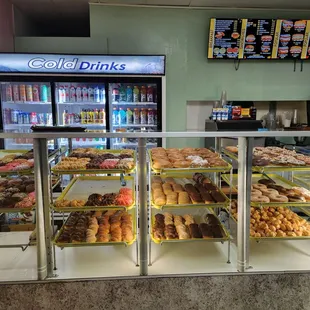 a display of various donuts
