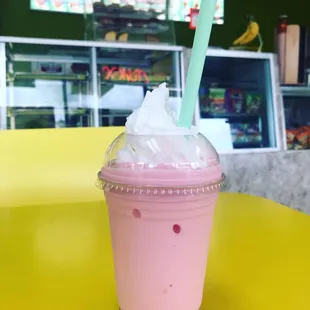 a pink bubble milkshake