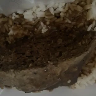 Meatloaf with rice and gravy
