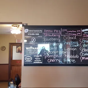 $2.50 for home made Amish pie, 3.00 w whipped cream, 3.05 w local ice cream