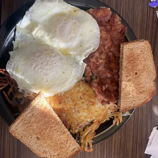 Eggs Corn Beef Hash Hash Browns.