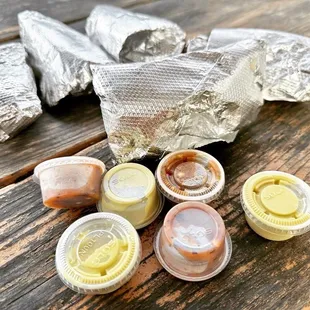 a variety of condiments