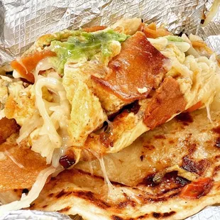 a close up of a taco