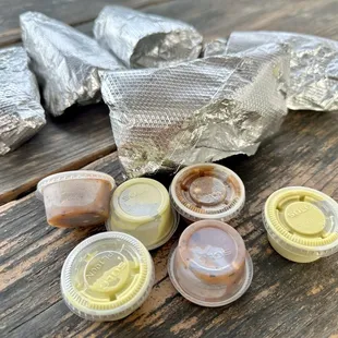 a variety of condiments