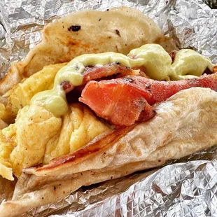 Bacon and egg taco