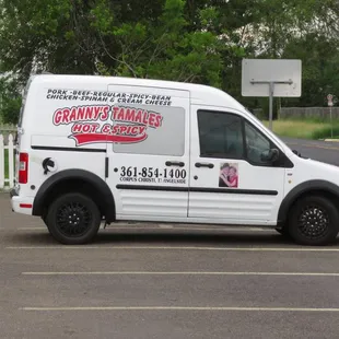 a van parked in a parking lot