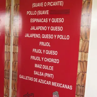 a menu for a mexican restaurant