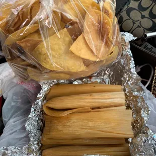 a basket of tamales